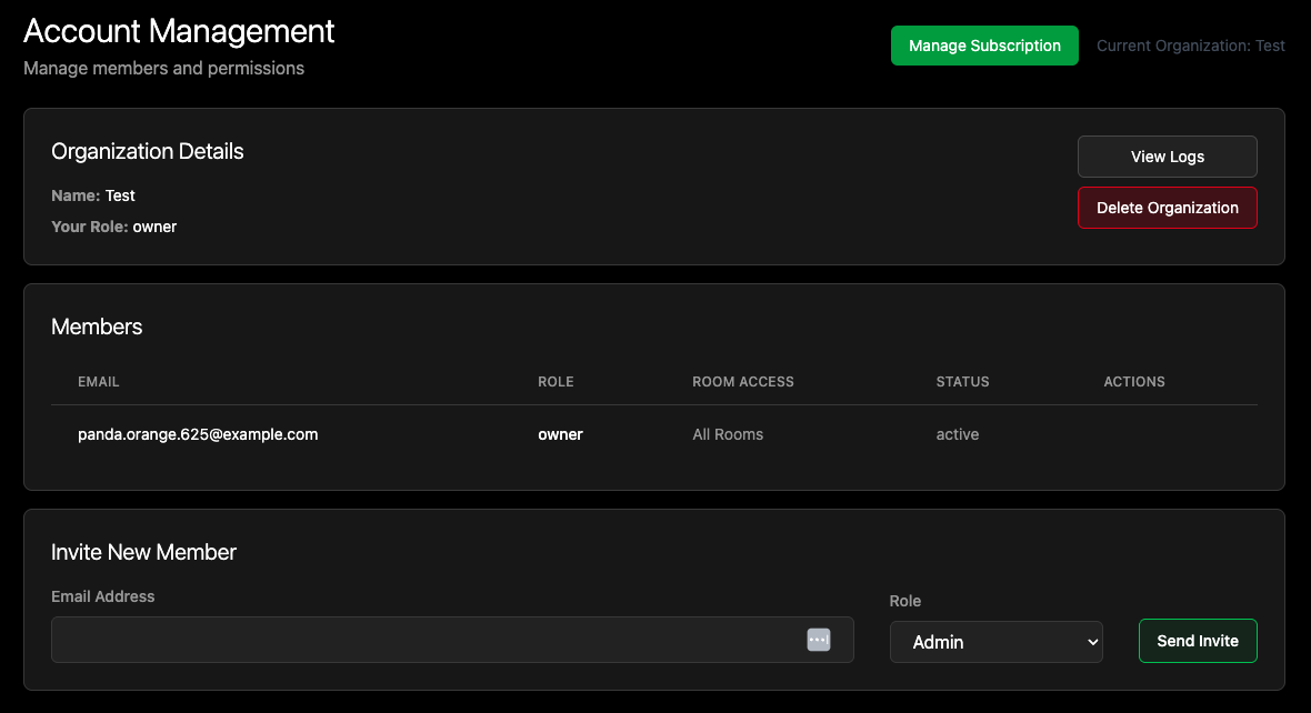 Account menu
